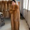 #2669 Long Full Skin Red Fox Fur Coat , Luxury Real Fox Fur Knee Length Winter Outerwear With Wide Lapel.F