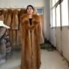 #2669 Long Full Skin Red Fox Fur Coat , Luxury Real Fox Fur Knee Length Winter Outerwear With Wide Lapel.D #2669 Full Skin Red Fox Fur Long Coat Luxury Knee Length.A