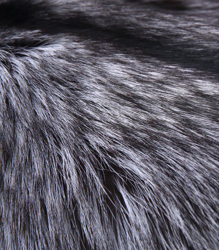 #2612 Premium Grey Hooded Long Silver Fox Fur Coat, Real Full Skin Silver Fox Jacket for Women Luxury Winter Outerwear.e