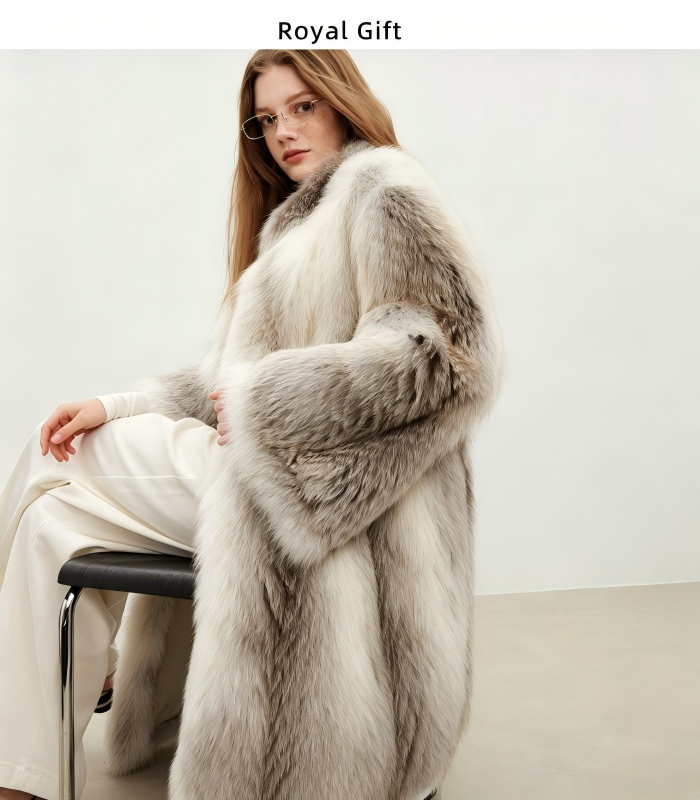 #2624 Fox Fur Coat, Real Full Skin Fox Jacket for Women Luxury Winter Outerwear.e