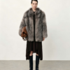 #2623Natural Silver Fox Fur Coat, Real Full Skin Silver Fox Jacket for Women Luxury Winter Outerwear.a