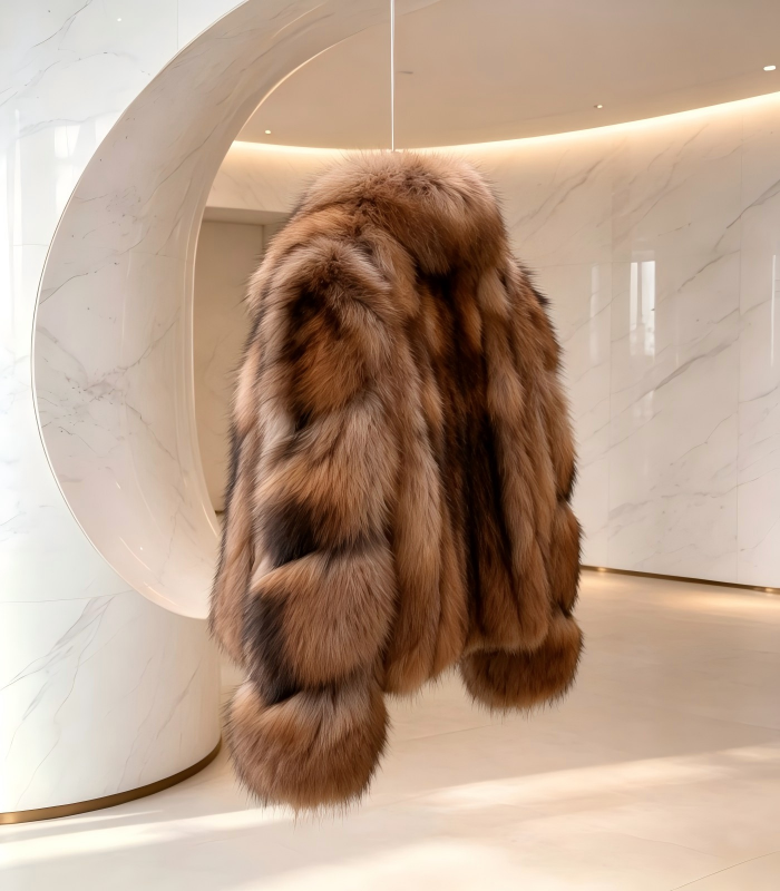 #2616 Luxury Gradient Raccoon Dog Fur Coat, Real Full Skin Raccoon Dog Jacket for Women Winter Outerwear.b