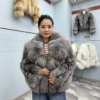 #2670 Women Short Real Silver Fox Fur Coat, Wide Lapel Loose Luxury Fox Fur Jacket Winter Outerwear.C