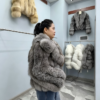 #2670 Women Short Real Silver Fox Fur Coat, Wide Lapel Loose Luxury Fox Fur Jacket Winter Outerwear.A