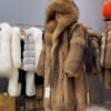 #2674 Men Long Hooded Raccoon Fur Coat Knee Length, Real Full Skin Raccoon Fur Luxury Winter Outerwear .A