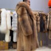 #2674 Men Long Hooded Raccoon Fur Coat Knee Length, Real Full Skin Raccoon Fur Luxury Winter Outerwear .B