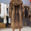 #2674 Men Long Hooded Raccoon Fur Coat Knee Length, Real Full Skin Raccoon Fur Luxury Winter Outerwear .C
