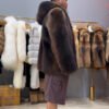 #2675 Men's Hooded Fisher Fur Coat Full Skin, Real Fur Zipper Luxury Winter Outerwear Store Model Shot.D