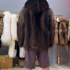 #2675 Men's Hooded Fisher Fur Coat Full Skin, Real Fur Zipper Luxury Winter Outerwear Store Model Shot.C