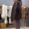 #2675 Men's Hooded Fisher Fur Coat Full Skin, Real Fur Zipper Luxury Winter Outerwear Store Model Shot.B