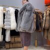 #2672 Men Short Silver Fox Fur Coat, Oversized Luxury Real Fox Fur Jacket With Lapel Collar Winter Outerwear.C