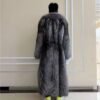 #2669 Extra Long Silver Fox Fur Coat , Full Skin Real Fox Fur Luxury Knee Length Winter Outerwear.B